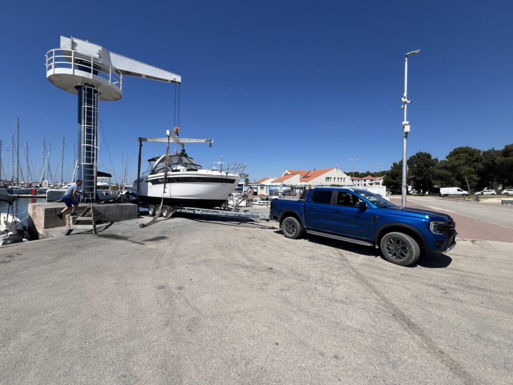 Motor yacht in dry dock in Biograd, Croatia – perfect for winter storage and maintenance