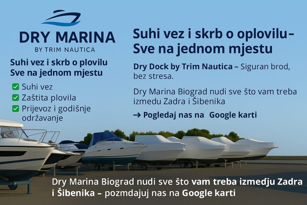 Suhi vez brodova u Biogradu – Dry Dock by Trim Nautica s prikolicama, shrink wrap zaštitom i prijevozom brodova