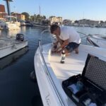 Boat polishing Croatoa dry marina before and after